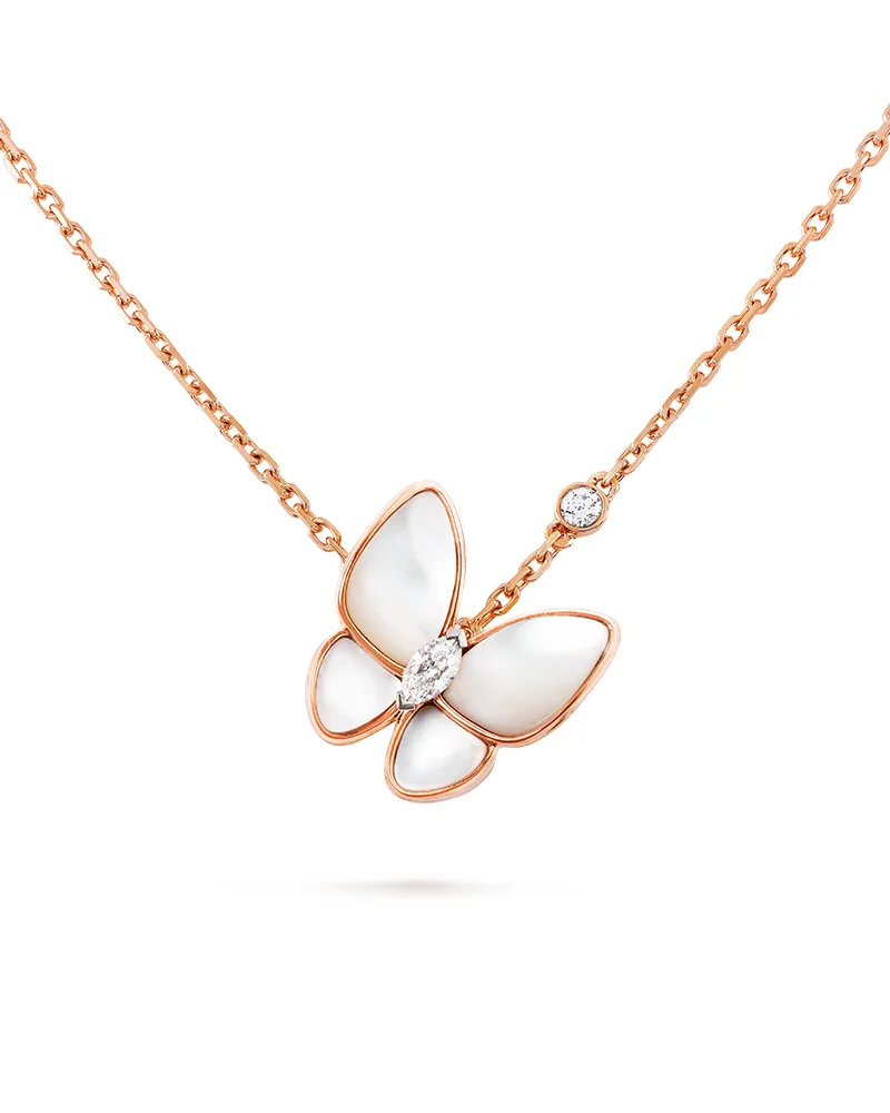 Double Butterfly Pendant Necklace