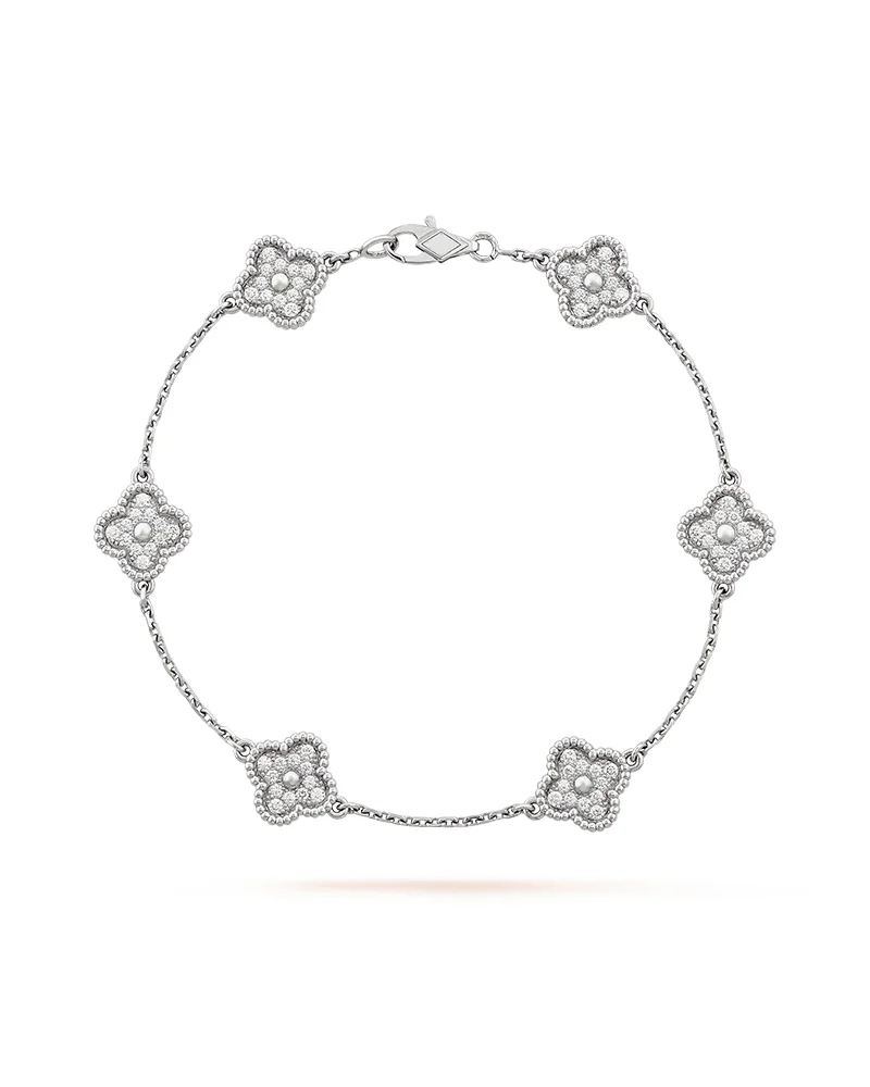Six-Motif Diamond Clover Bracelet